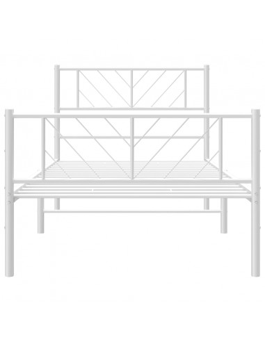 Giroletto con Testiera e Pediera Metallo Bianco 100x200 cm