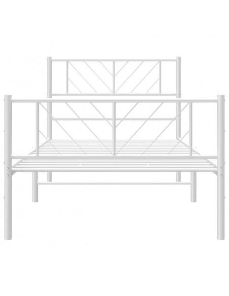 Giroletto con Testiera e Pediera Metallo Bianco 100x200 cm