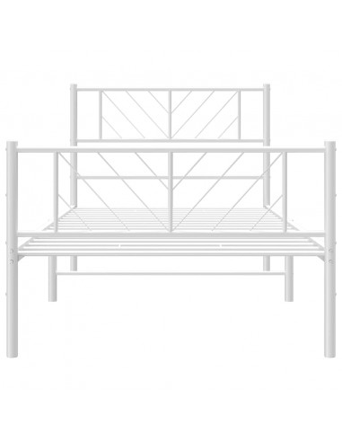 Giroletto con Testiera e Pediera Metallo Bianco 100x200 cm