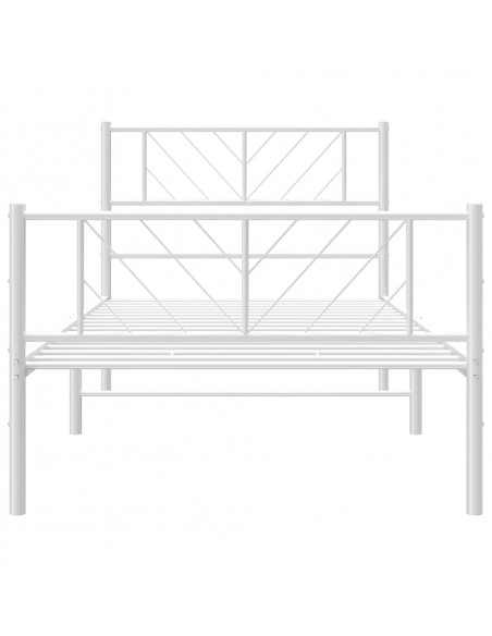 Giroletto con Testiera e Pediera Metallo Bianco 100x200 cm