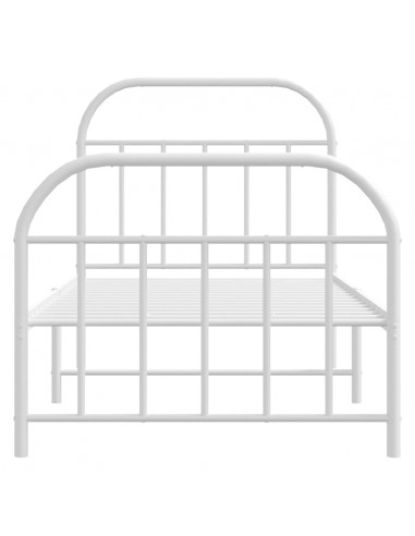 Giroletto con Testiera e Pediera Metallo Bianco 80x200 cm