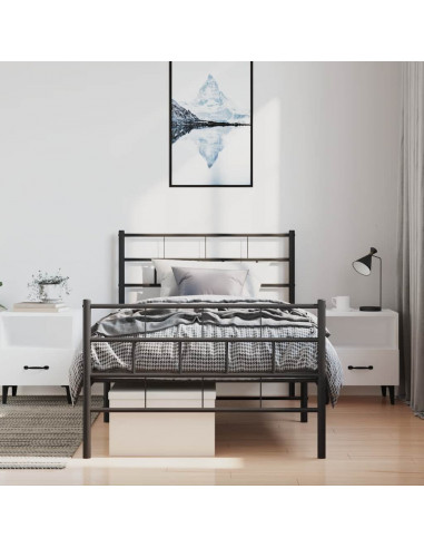 Giroletto con Testiera e Pediera Metallo Nero 100x200 cm