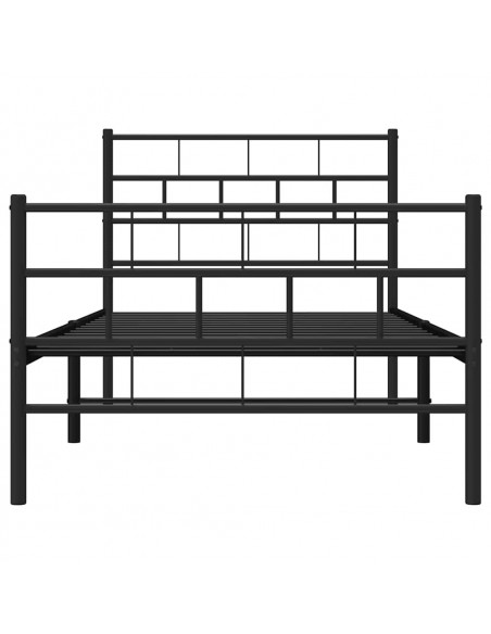 Giroletto con Testiera e Pediera Metallo Nero 100x200 cm