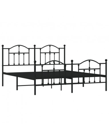 Giroletto con Testiera e Pediera Metallo Nero 180x200 cm