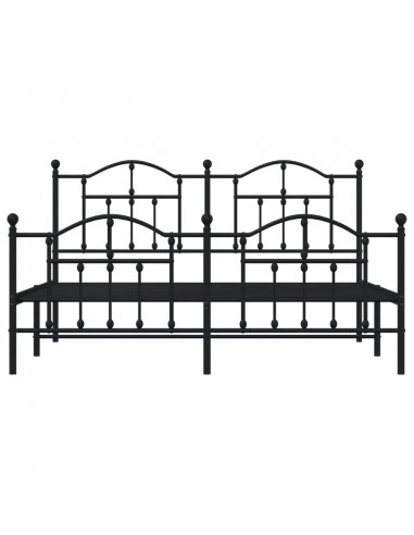 Giroletto con Testiera e Pediera Metallo Nero 180x200 cm