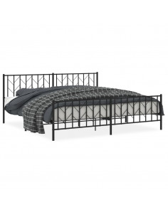 Giroletto con Testiera e Pediera Metallo Nero 200x200 cm