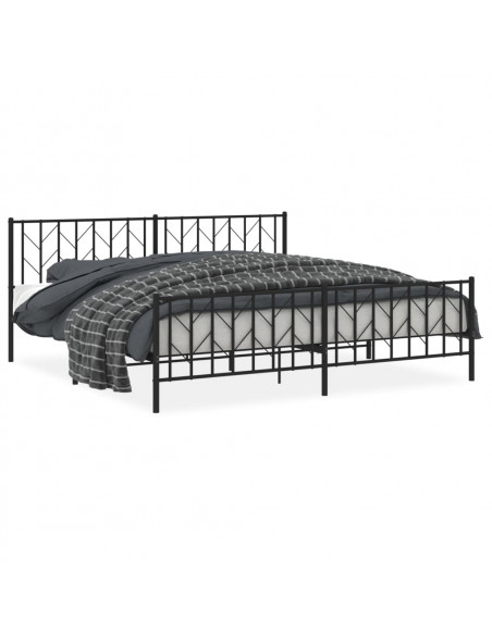 Giroletto con Testiera e Pediera Metallo Nero 200x200 cm