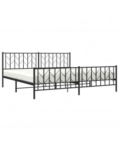 Giroletto con Testiera e Pediera Metallo Nero 200x200 cm 2