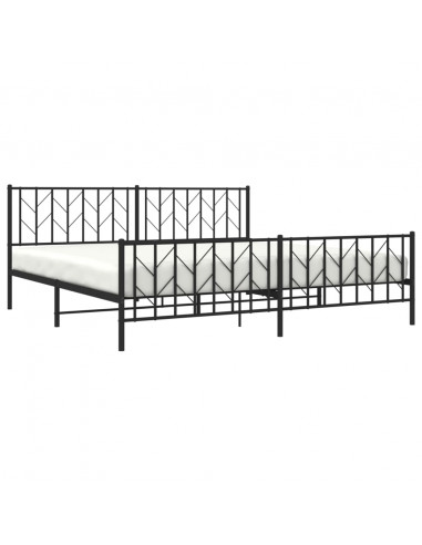 Giroletto con Testiera e Pediera Metallo Nero 200x200 cm