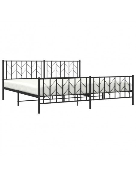 Giroletto con Testiera e Pediera Metallo Nero 200x200 cm