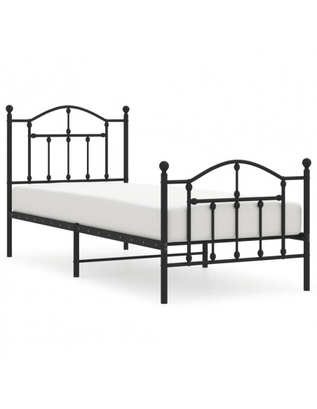 Giroletto con Testiera e Pediera Metallo Nero 80x200 cm
