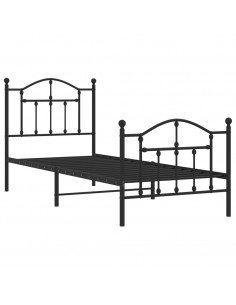 Giroletto con Testiera e Pediera Metallo Nero 80x200 cm 2