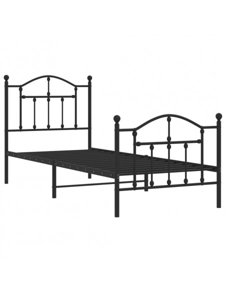 Giroletto con Testiera e Pediera Metallo Nero 80x200 cm