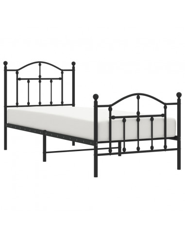 Giroletto con Testiera e Pediera Metallo Nero 80x200 cm