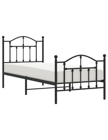 Giroletto con Testiera e Pediera Metallo Nero 80x200 cm