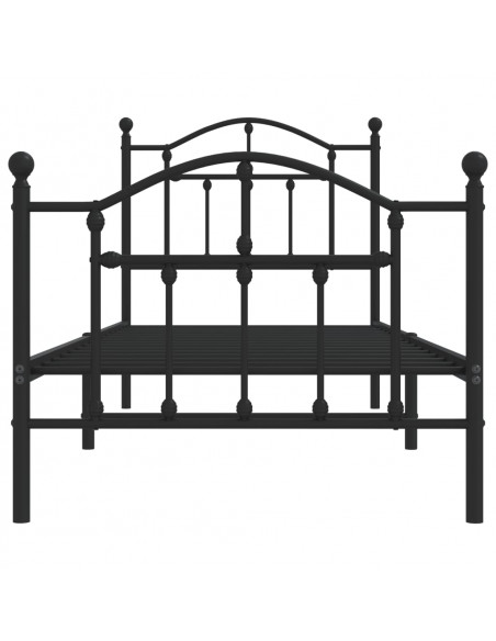 Giroletto con Testiera e Pediera Metallo Nero 80x200 cm
