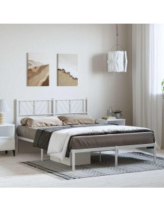Giroletto con Testiera Metallo Bianco 150x200 cm 2