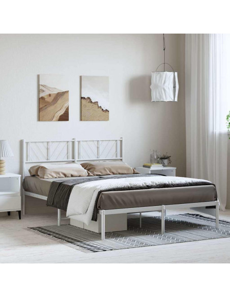 Giroletto con Testiera Metallo Bianco 150x200 cm