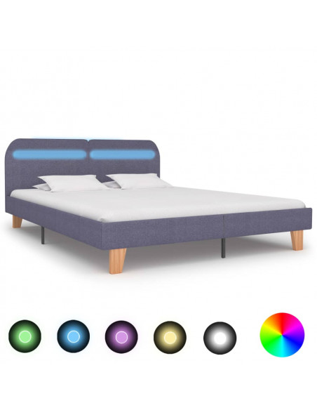 Giroletto LED senza Materasso Grigio Chiaro 150x200 cm Tessuto