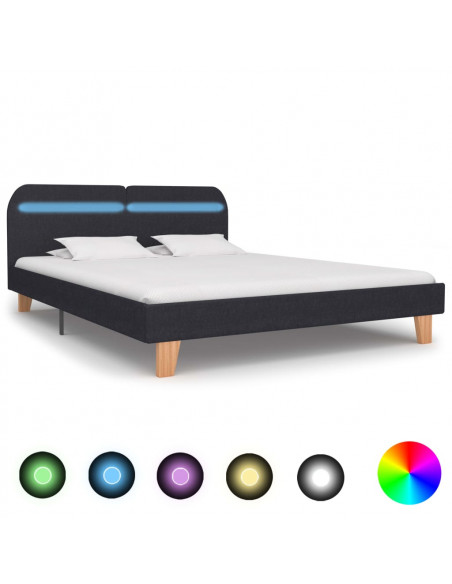 Giroletto LED senza Materasso Grigio Scuro 150x200 cm Tessuto