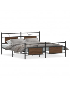Giroletto senza Materaso in Metallo Rovere Marrone 183x213 cm