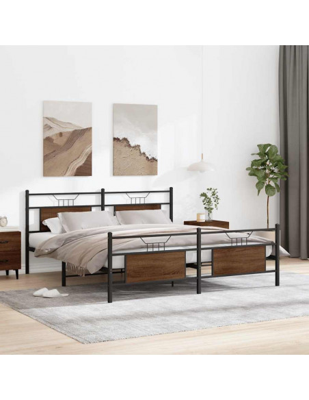Giroletto senza Materaso in Metallo Rovere Marrone 183x213 cm
