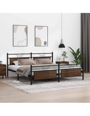 Giroletto senza Materaso in Metallo Rovere Marrone 193x203 cm