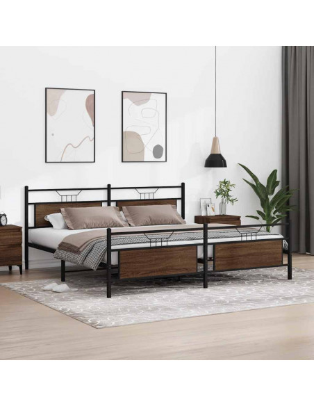 Giroletto senza Materaso in Metallo Rovere Marrone 193x203 cm