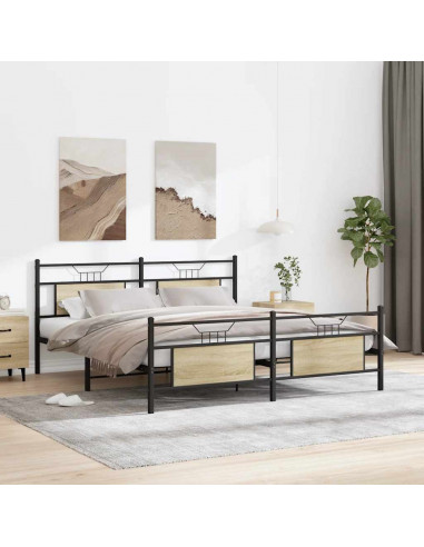 Giroletto senza Materaso in Metallo Rovere Sonoma 183x213 cm