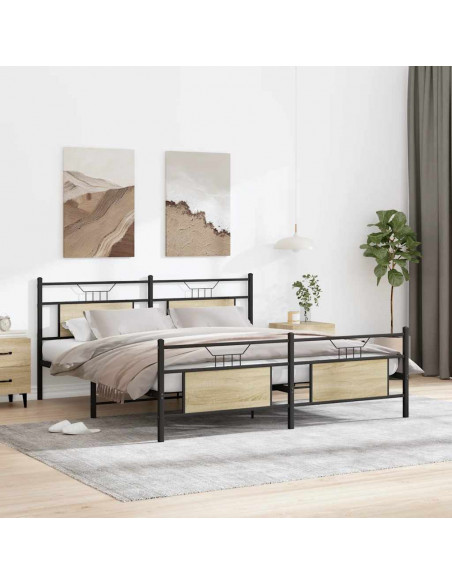 Giroletto senza Materaso in Metallo Rovere Sonoma 183x213 cm