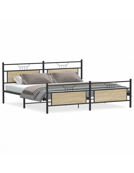 Giroletto senza Materaso in Metallo Rovere Sonoma 193x203 cm