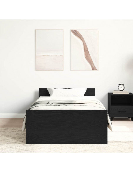 Giroletto senza Materasso Rovere Nero 90x200cm in Truciolato