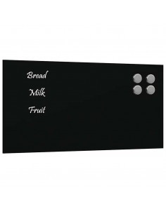 Lavagna Magnetica a Parete Nera 40x20 cm Vetro Temperato