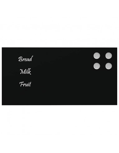 Lavagna Magnetica a Parete Nera 40x20 cm Vetro Temperato