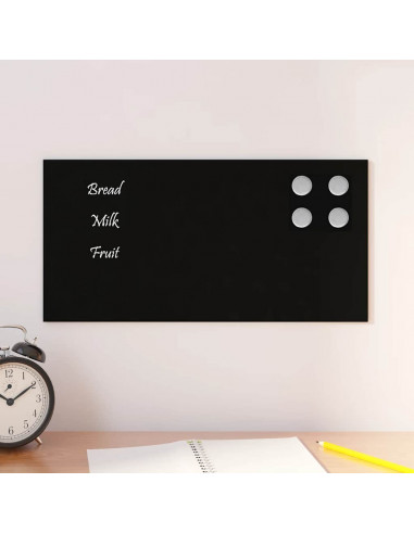 Lavagna Magnetica a Parete Nera 40x20 cm Vetro Temperato