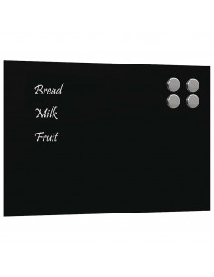 Lavagna Magnetica a Parete Nera 40x30 cm Vetro Temperato