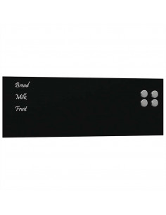 Lavagna Magnetica a Parete Nera 60x20 cm Vetro Temperato