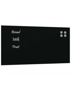 Lavagna Magnetica a Parete Nera 80x40 cm Vetro Temperato