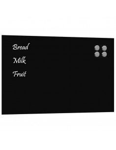 Lavagna Magnetica a Parete Nera 80x50 cm Vetro Temperato