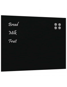 Lavagna Magnetica a Parete Nera 80x60 cm Vetro Temperato