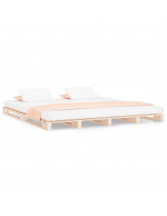 Letto a Pallet 135x190 cm Double Legno Massello di Pino