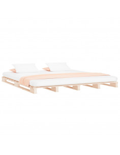 Letto a Pallet 140x190 cm in Legno Massello di Pino 2