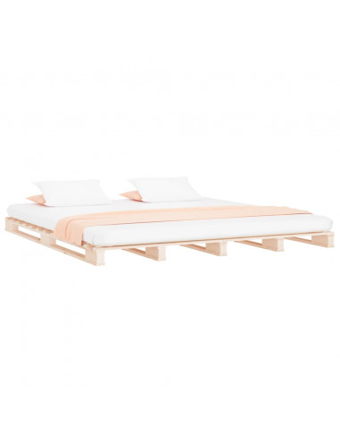 Letto a Pallet 140x190 cm in Legno Massello di Pino