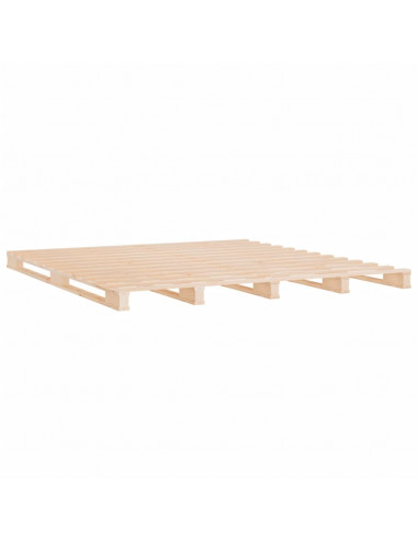 Letto a Pallet 140x190 cm in Legno Massello di Pino
