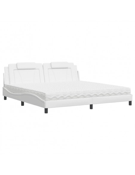 Letto con Materasso Bianco 200x200cm in Similpelle