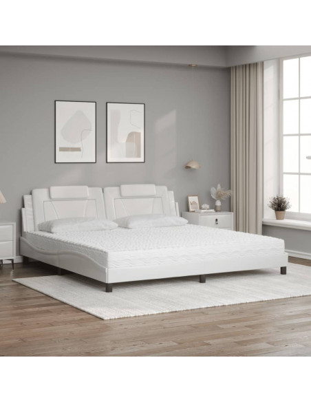 Letto con Materasso Bianco 200x200cm in Similpelle