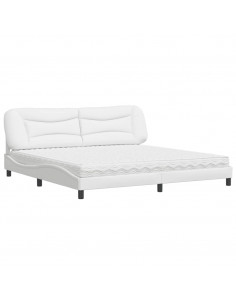 Letto con Materasso Bianco 200x200cm in Similpelle