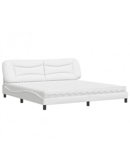 Letto con Materasso Bianco 200x200cm in Similpelle