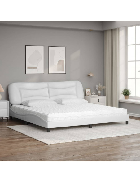 Letto con Materasso Bianco 200x200cm in Similpelle