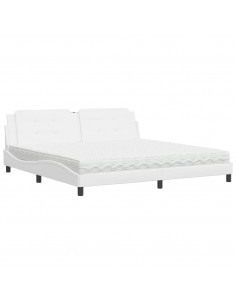 Letto con Materasso Bianco 200x200cm in Similpelle